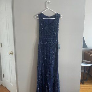 Long navy beaded gown from Lulu's